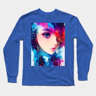 Abstract art of an anime girl, closeup view of beautiful eye Long Sleeve T-Shirt